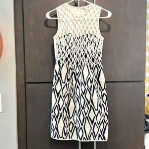 Diane Von Furstenberg blue and white fitted dress